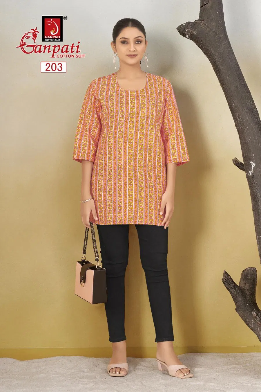 Ganpati Tarana Vol 2 Casual Wear Cotton Printed Short Tops Wholesale In India